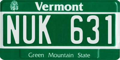 VT license plate NUK631