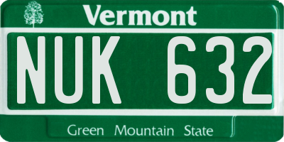 VT license plate NUK632