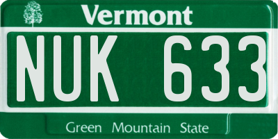 VT license plate NUK633