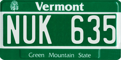 VT license plate NUK635