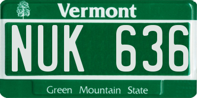 VT license plate NUK636