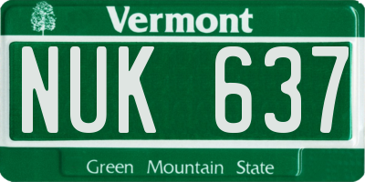 VT license plate NUK637