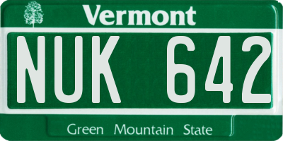 VT license plate NUK642