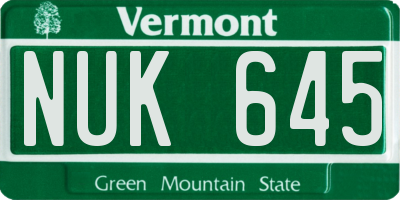 VT license plate NUK645