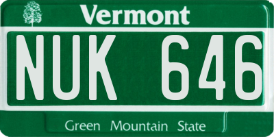 VT license plate NUK646