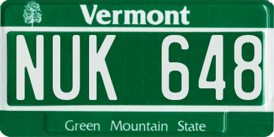 VT license plate NUK648