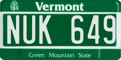 VT license plate NUK649