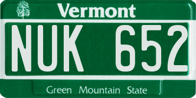 VT license plate NUK652