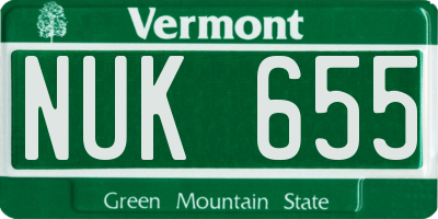 VT license plate NUK655