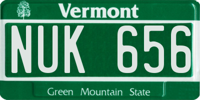 VT license plate NUK656