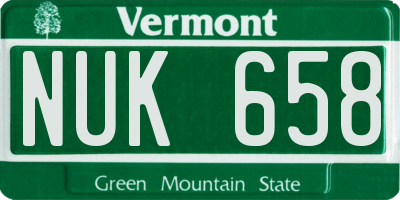 VT license plate NUK658