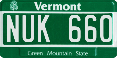 VT license plate NUK660