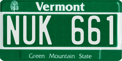 VT license plate NUK661