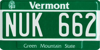 VT license plate NUK662