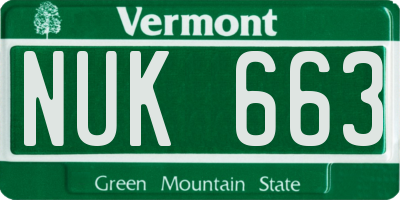 VT license plate NUK663