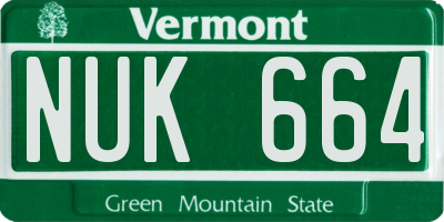VT license plate NUK664