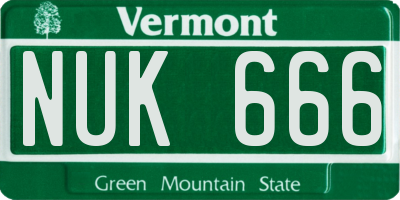 VT license plate NUK666