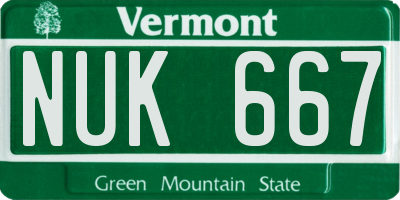 VT license plate NUK667