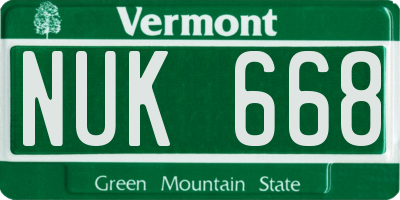 VT license plate NUK668