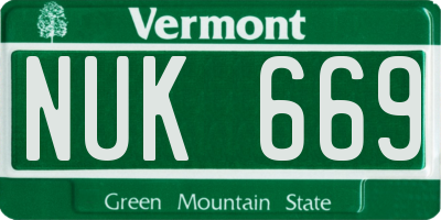 VT license plate NUK669