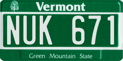 VT license plate NUK671