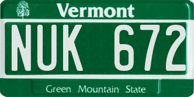 VT license plate NUK672