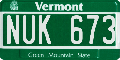 VT license plate NUK673