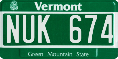 VT license plate NUK674