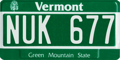 VT license plate NUK677