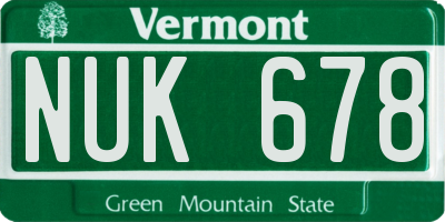 VT license plate NUK678