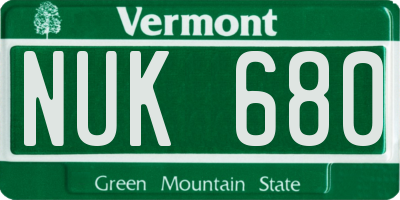 VT license plate NUK680
