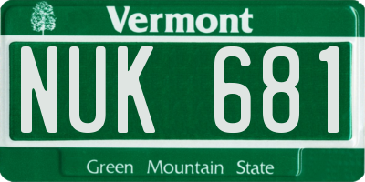VT license plate NUK681