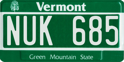 VT license plate NUK685