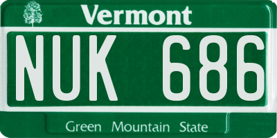 VT license plate NUK686