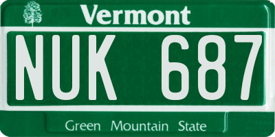 VT license plate NUK687
