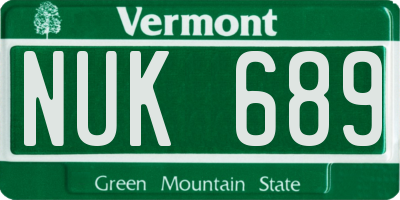 VT license plate NUK689