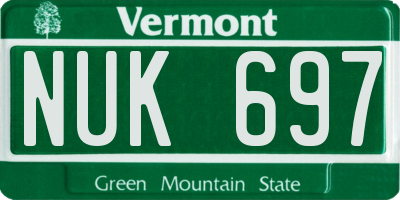 VT license plate NUK697