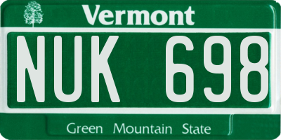 VT license plate NUK698