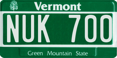 VT license plate NUK700