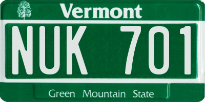 VT license plate NUK701