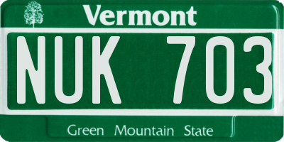 VT license plate NUK703