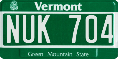 VT license plate NUK704