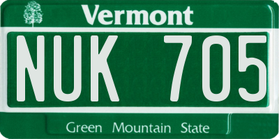 VT license plate NUK705