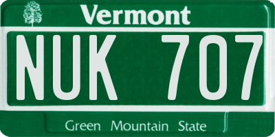 VT license plate NUK707