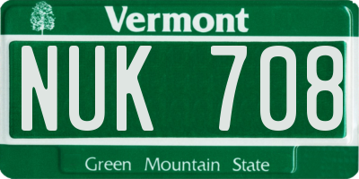 VT license plate NUK708