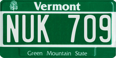 VT license plate NUK709