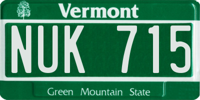 VT license plate NUK715