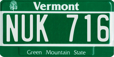 VT license plate NUK716