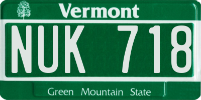 VT license plate NUK718