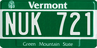 VT license plate NUK721